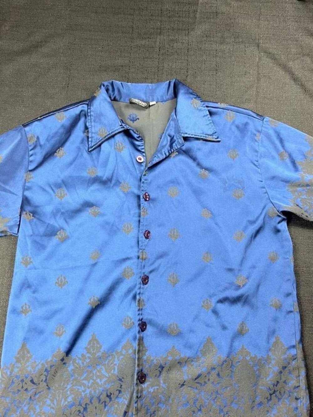 Positano Charlie Lapson Blue & black Floral Button Up Shirt